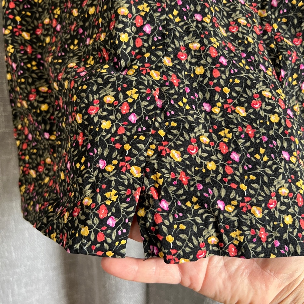 Vintage 90’s Betsy Lauren - ditsy floral print on black mini dress - size 10 - Picture 8 of 14